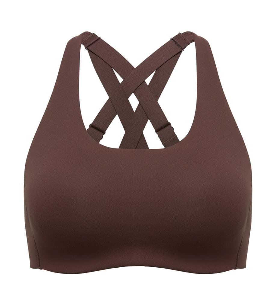 Power On Molded Cup Strappy Racerback Wireless Bra - Braun