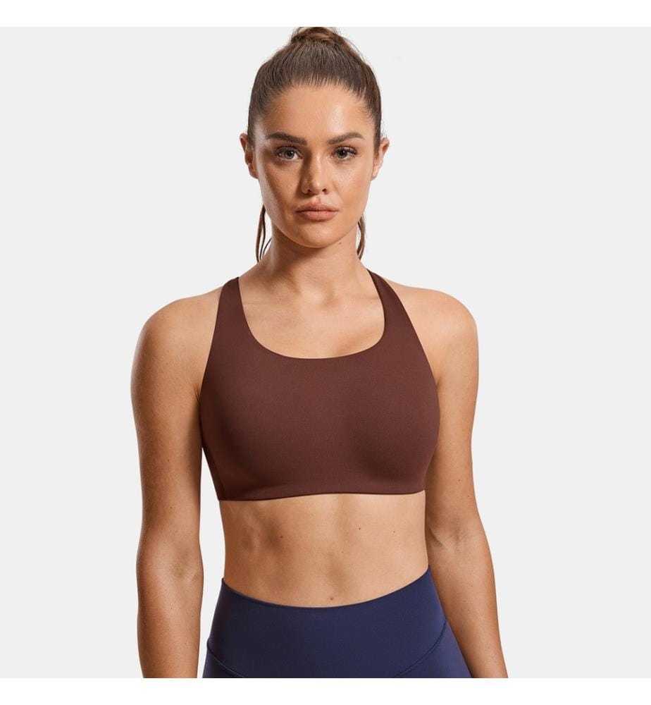 Power On Molded Cup Strappy Racerback Wireless Bra - Braun