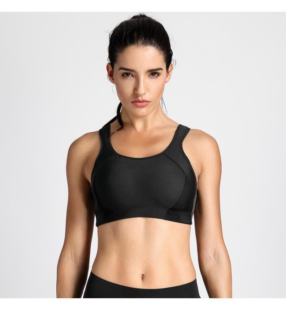 Quick Dry High Impact Padded Wireless Sport-BH - Schwarz