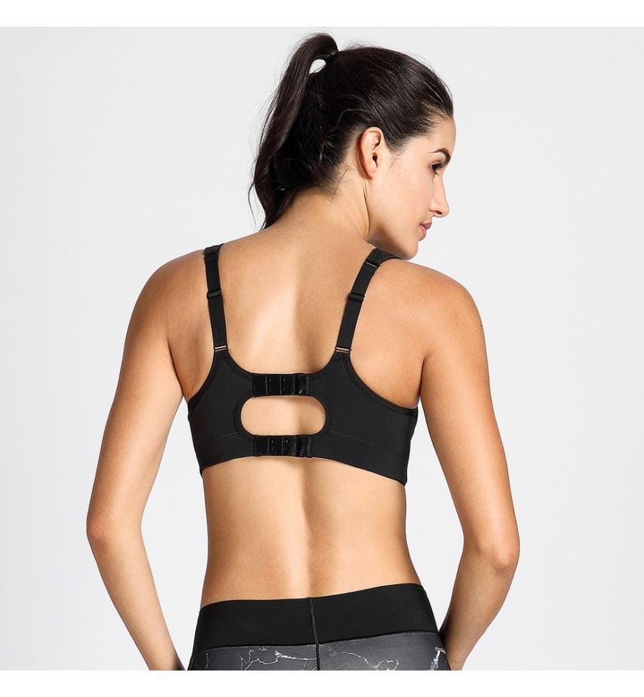 Quick Dry High Impact Padded Wireless Sport-BH - Schwarz