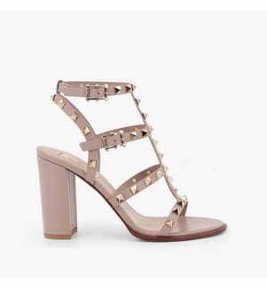 Rockstud-Sandalen aus Leder – Rosa