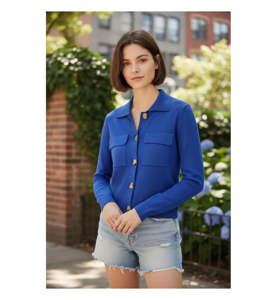 Gilet con bottoni fantasia - Royal