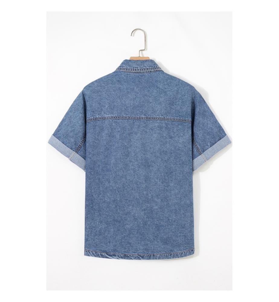 Chemise en Jean Manches Courtes - Bleu