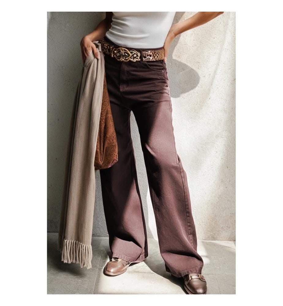 High Waisted Skinny Jeans - Brown