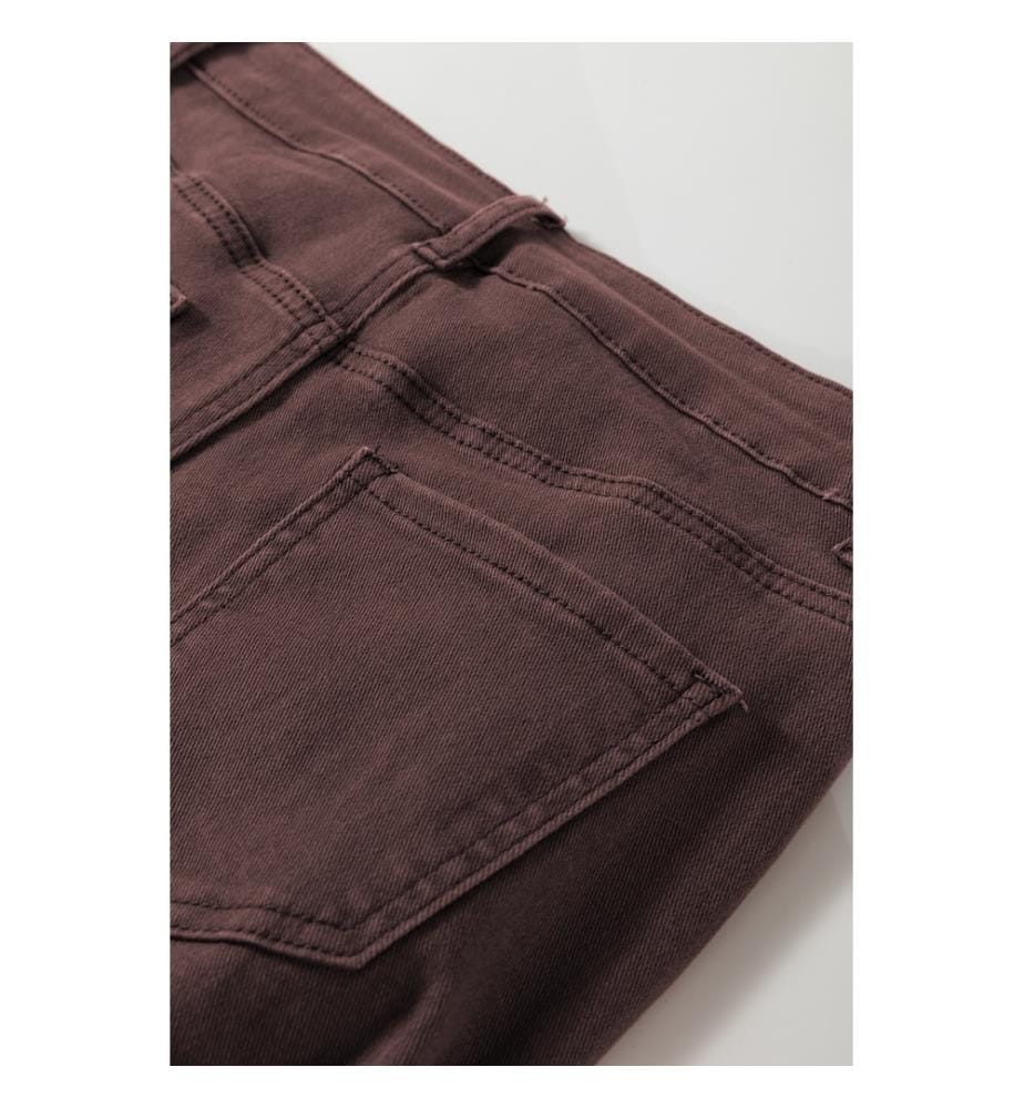 High Waisted Skinny Jeans - Brown
