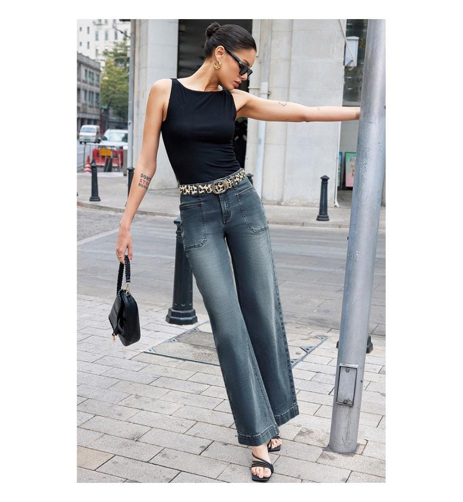 High Waisted Jeans - green