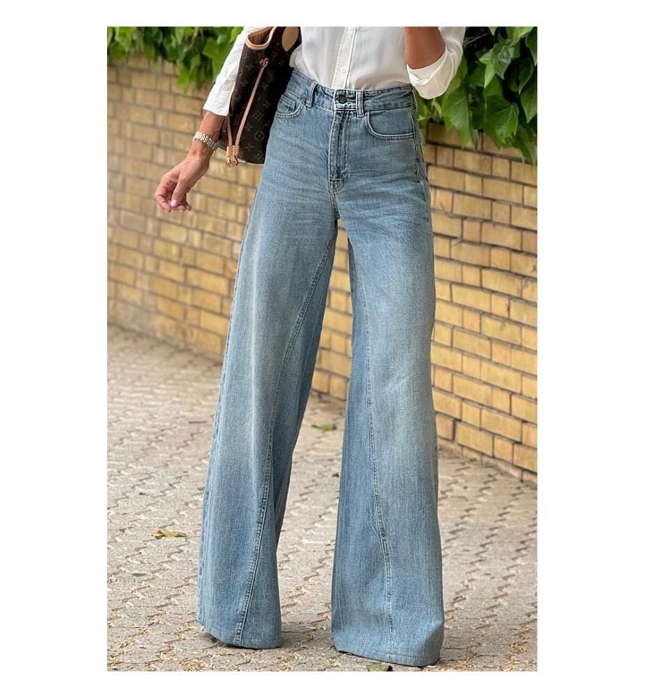 Long High Waisted Jeans - Blue