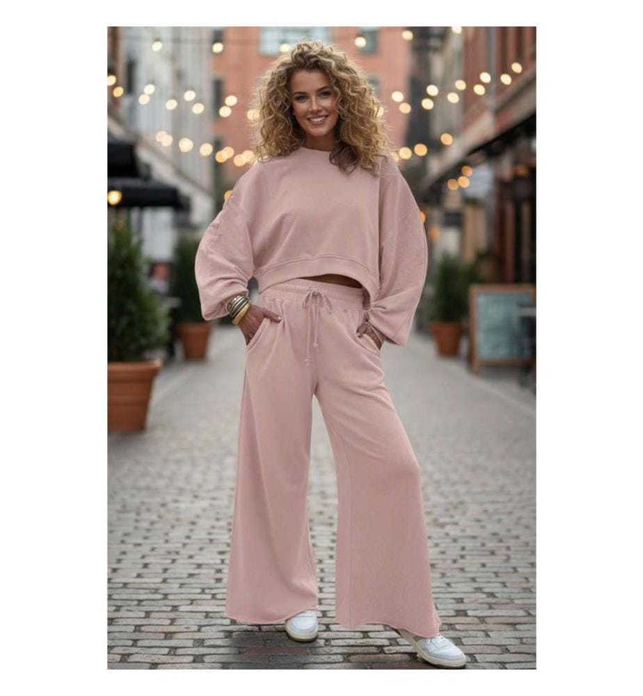Zweiteiliges Set Hose und Pullover - Hellrosa