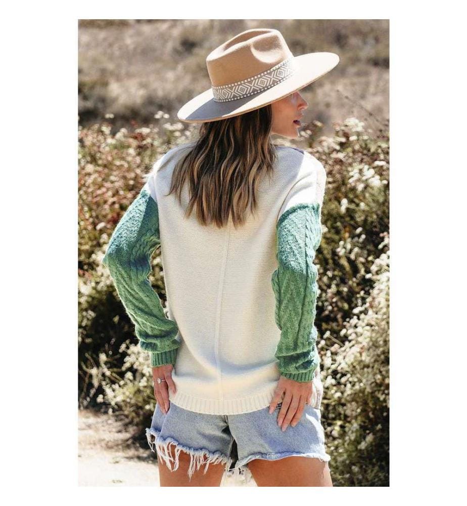 Pullover Mit Hängenden Schultern Und Aufgesetzten Taschen Color Block Weinberggrün - Vineyard-Green