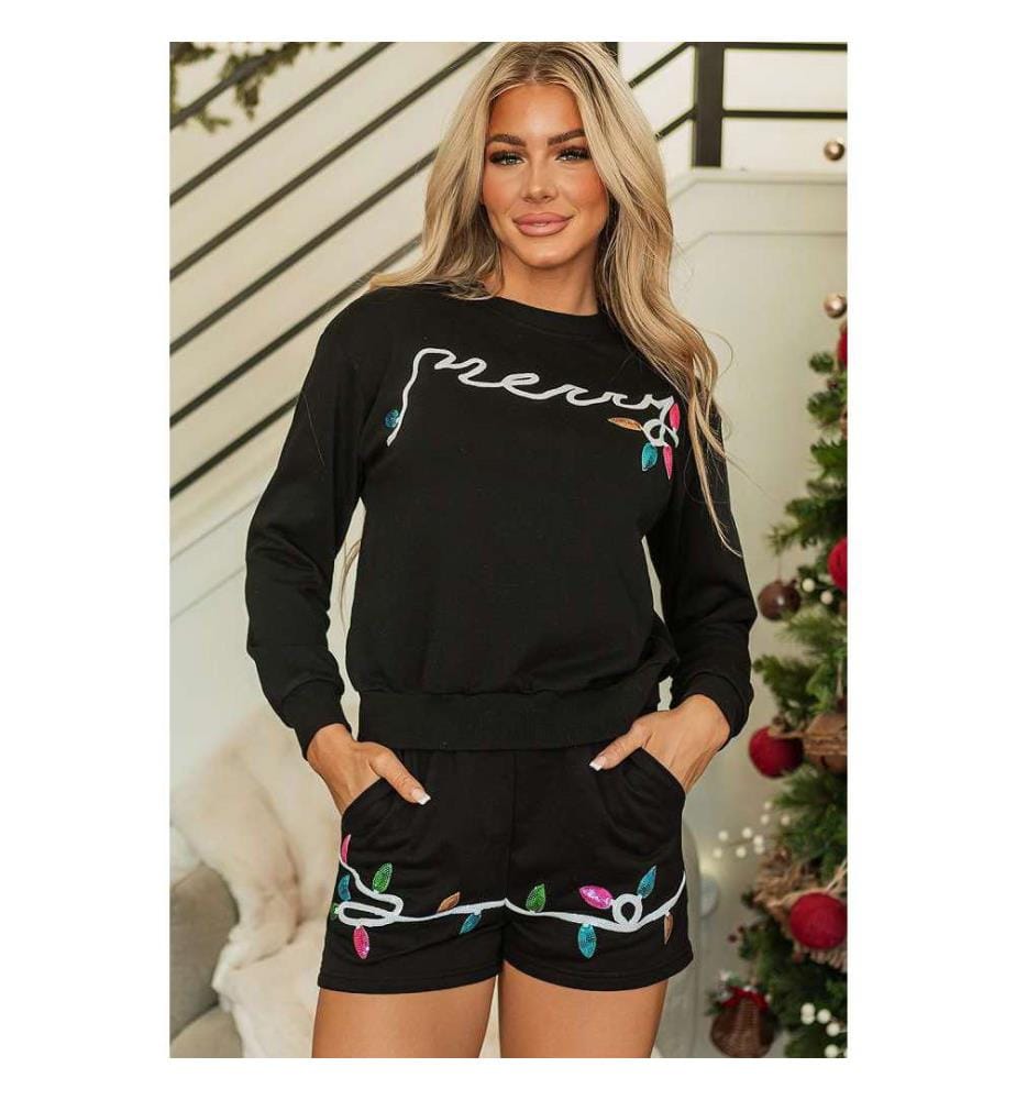 Zweiteiliges Set Pullover und Shorts - Schwarz