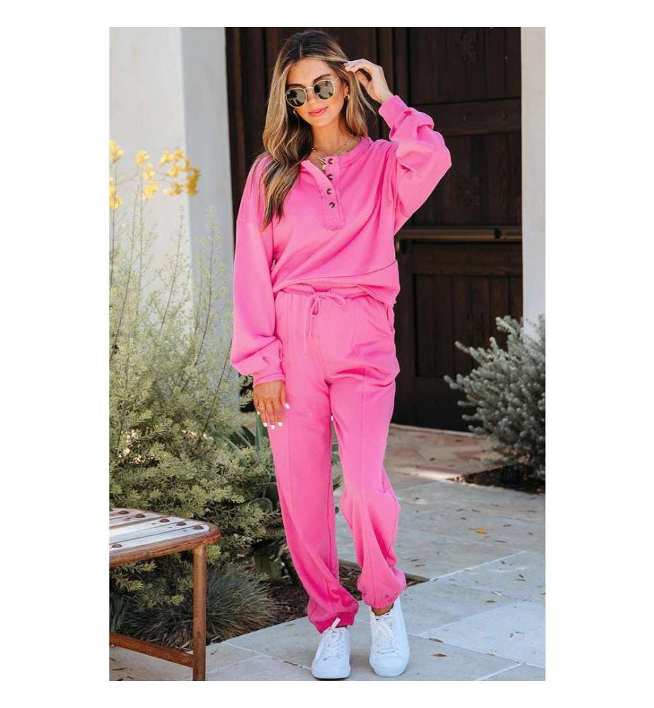Zweiteiliges Set Pullover und Jogginghose - Rosa