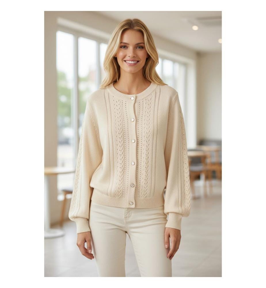 Cardigan con maniche a pieghe - Albicocca