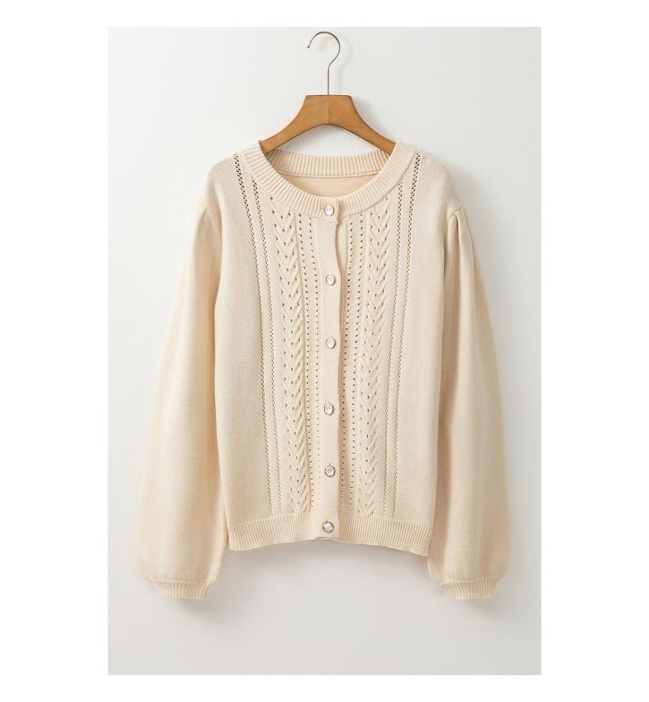 Cardigan con maniche a pieghe - Albicocca