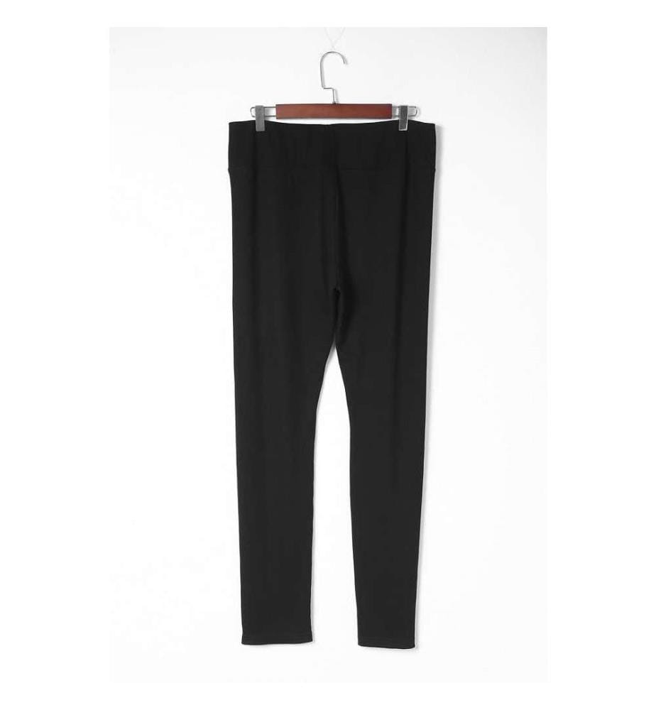 Legging noir fendu taille haute en maille côtelée