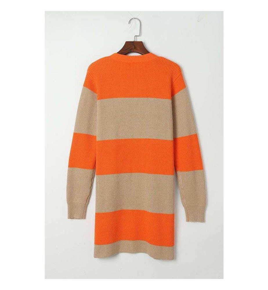 Cardigan arancione in maglia a coste