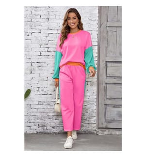 Zweiteiliges Set Pullover und Hose - Rosarot
