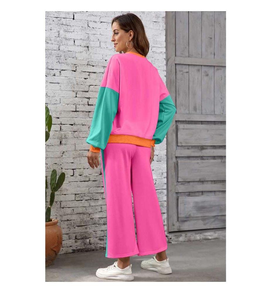 Zweiteiliges Set Pullover und Hose - Rosarot