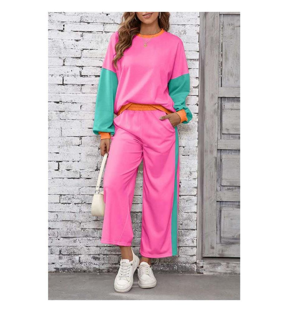Zweiteiliges Set Pullover und Hose - Rosarot