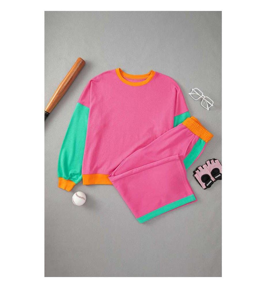 Zweiteiliges Set Pullover und Hose - Rosarot