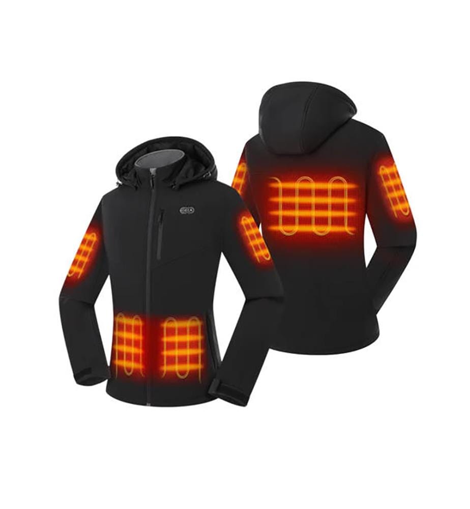 Beheizbare Jacke mit doppelter 5-Zonen-Kontrolle (Taschen) - Schwarz