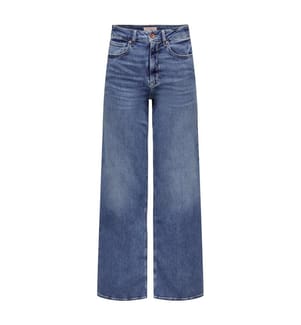 Jeans mit hoher Taille und breiten Schultern - Medium Denim Blau