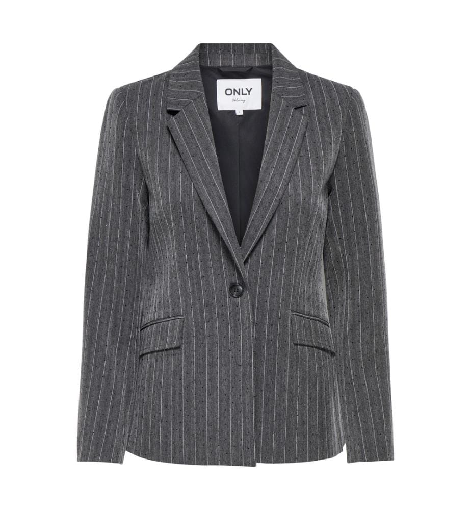 Blazer - Dark Grey Melange Pinstripe W Rhinestone