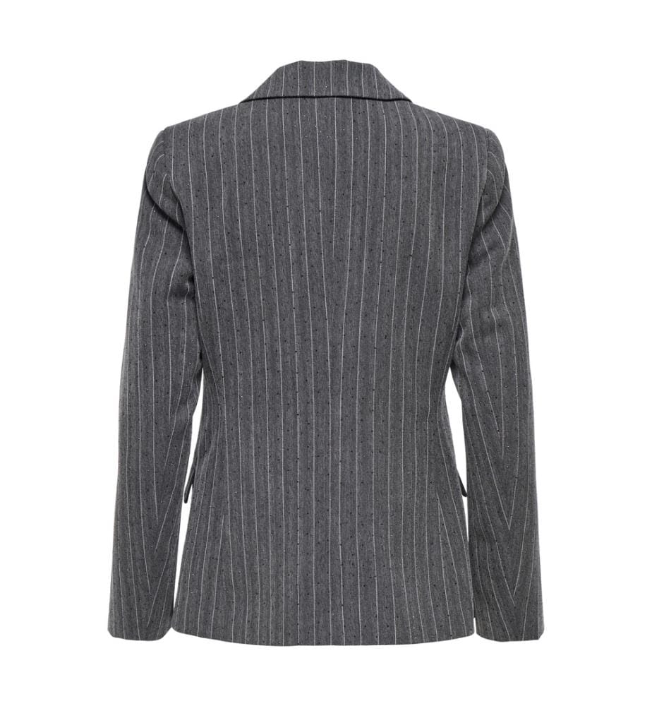 Blazer - Dark Grey Melange Pinstripe W Rhinestone