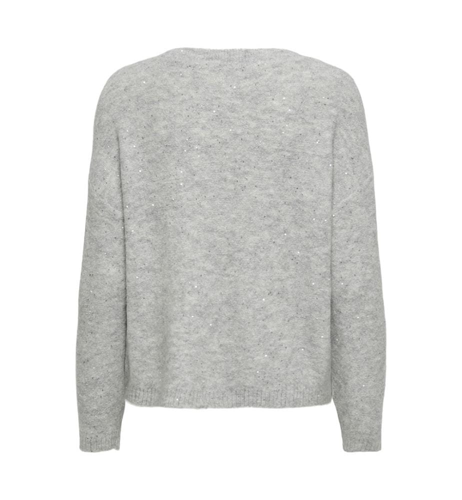Sweater - Light Grey Melange Silver Sequins