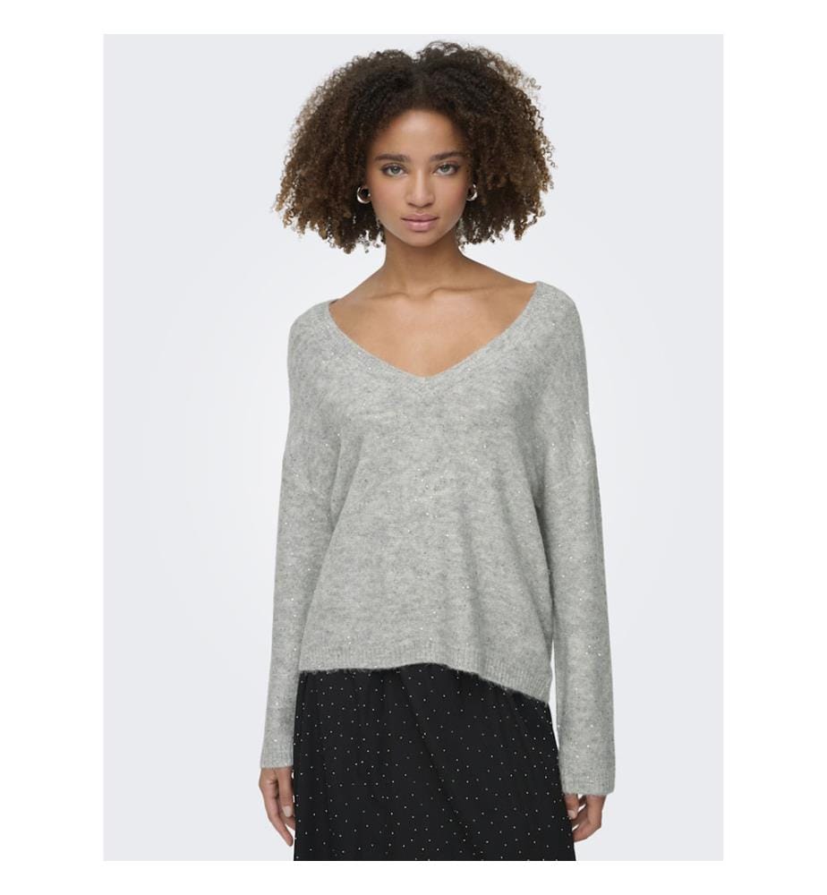 Sweater - Light Grey Melange Silver Sequins