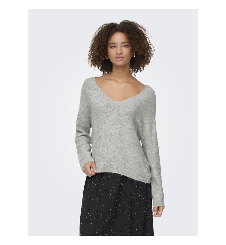 Sweater - Light Grey Melange Silver Sequins