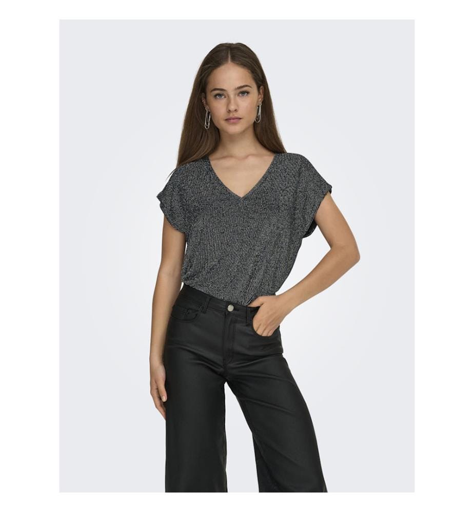 Top - Black Silver Glitter