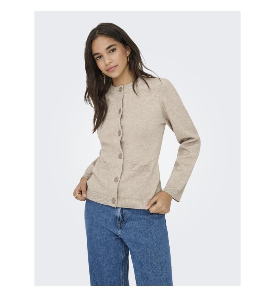 Strickjacke - Mokka Meringue Melange Dtm Knopf