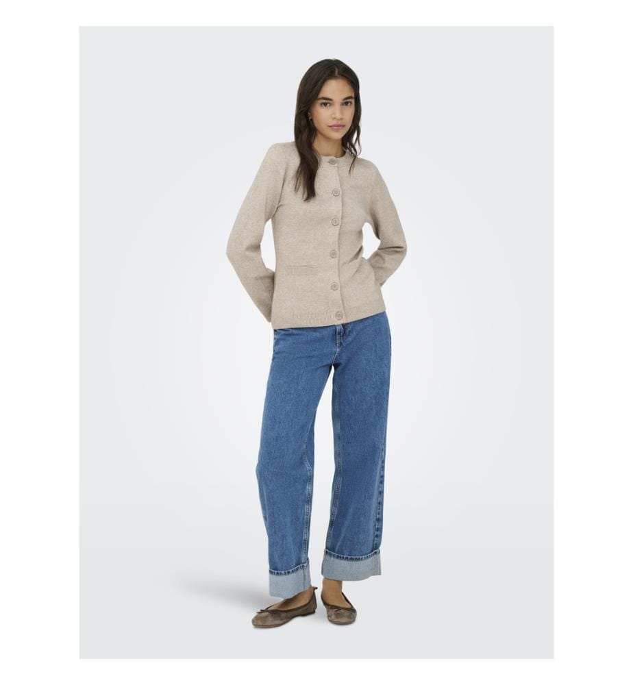 Strickjacke - Mokka Meringue Melange Dtm Knopf