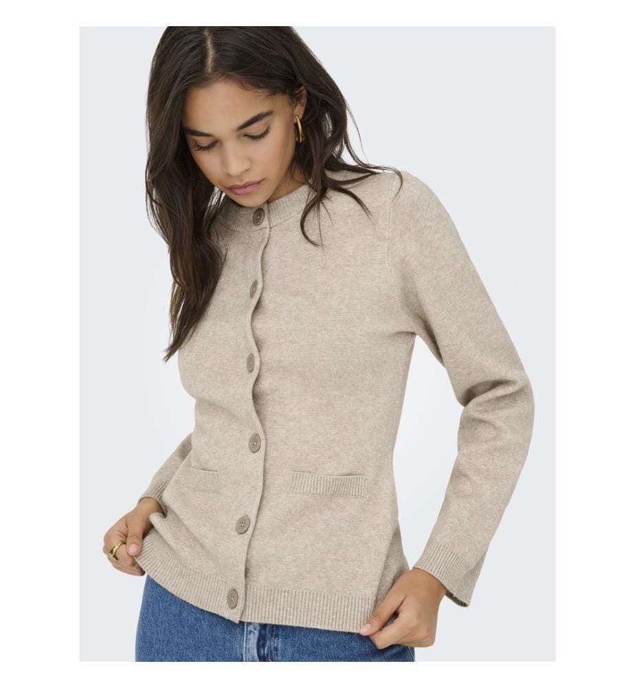 Strickjacke - Mokka Meringue Melange Dtm Knopf