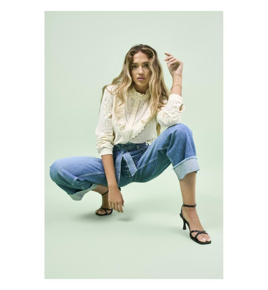 Maddie Ex Wd Blt Fldup Denim 025Noos Jeans - Medium Blue Denim