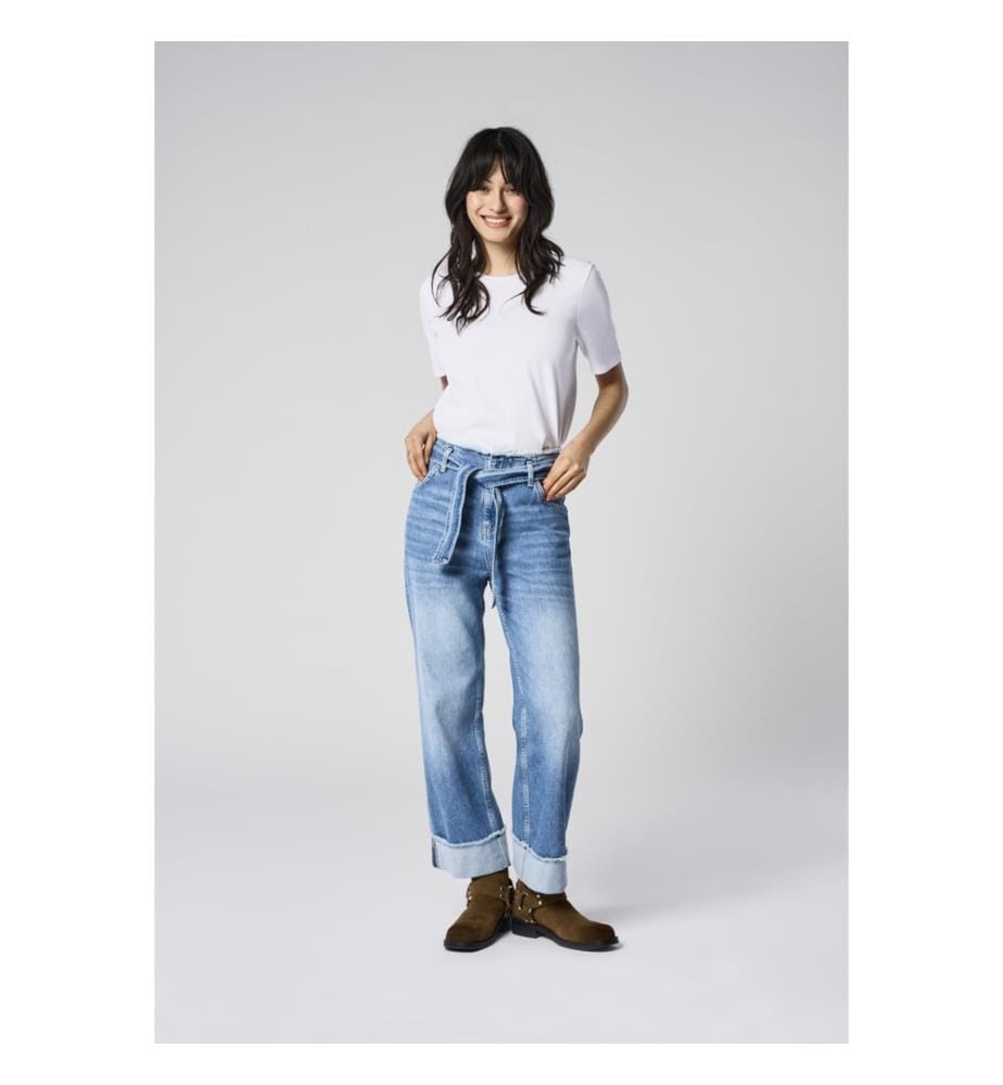 Maddie Ex Wd Blt Fldup Denim 025Noos Jeans - Medium Blue Denim