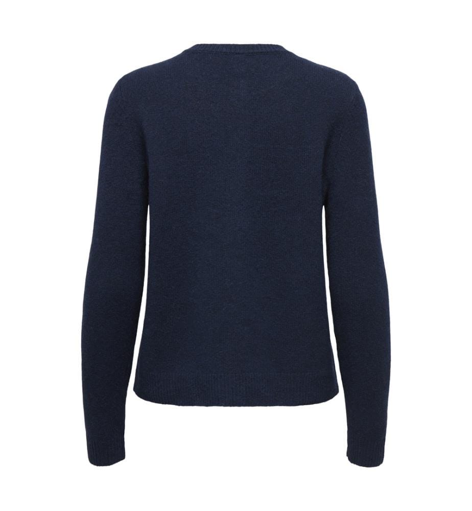 Long-Sleeved Round-Neck Cardigan - Midnight Blue","detected_source_language":"FR