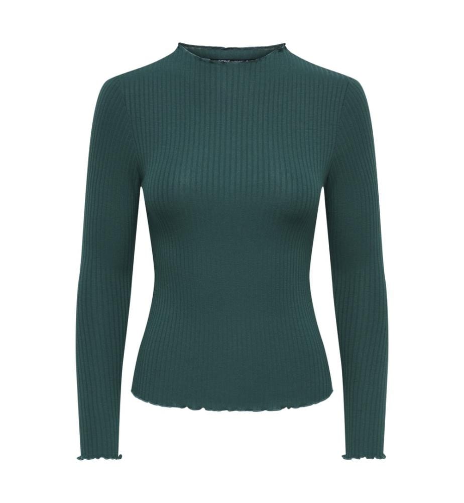 Dünner Langarmpullover aus Strick – Zederngrün
