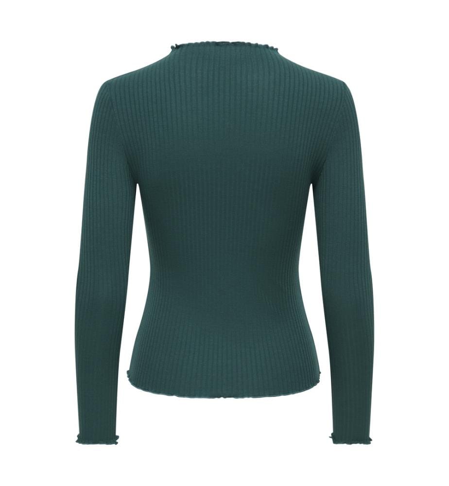 Dünner Langarmpullover aus Strick – Zederngrün
