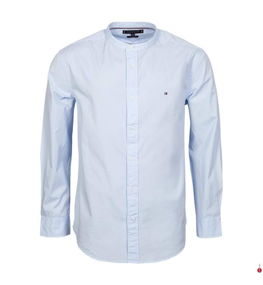 Flex Popeline Solid Mao Hemd - Sweet Blue