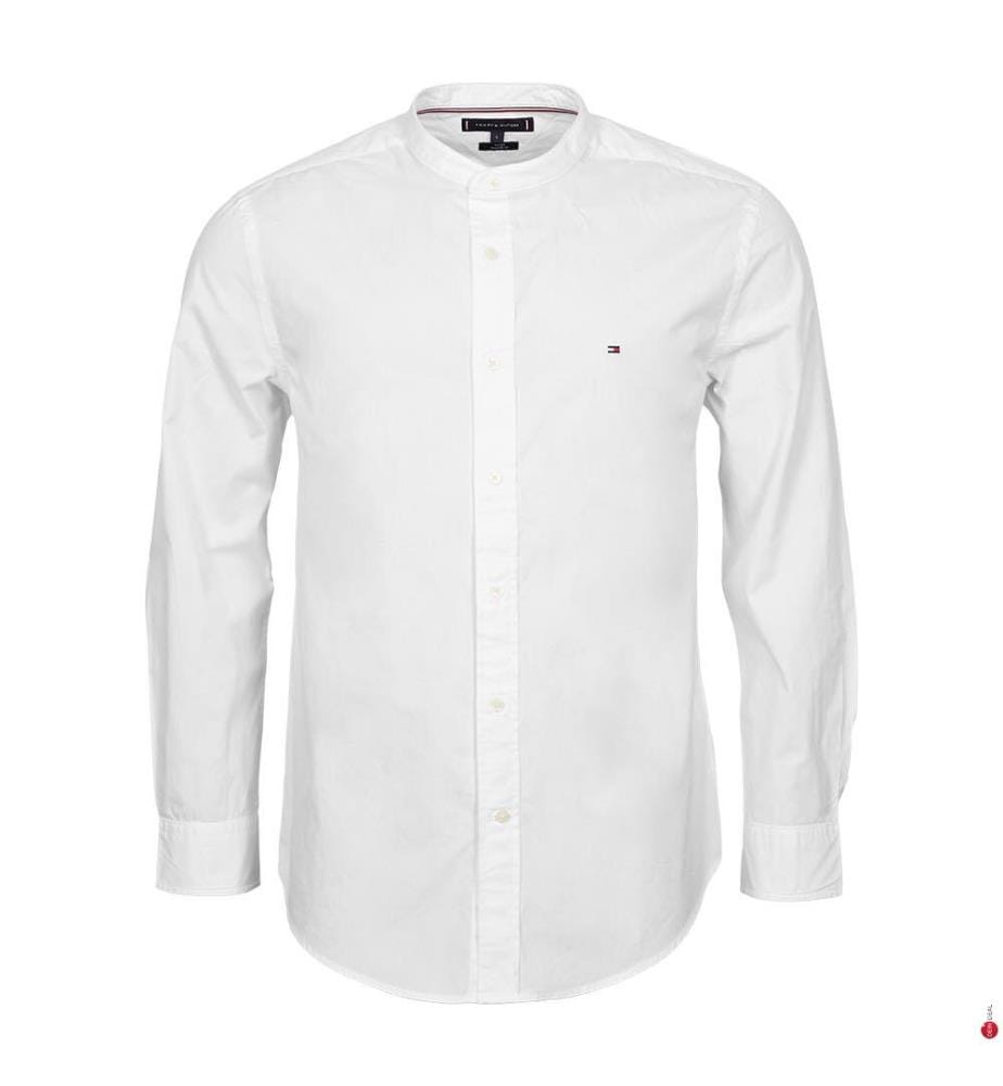 Flex Popeline Solid Mao Hemd - Weiss