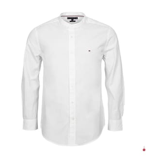 Flex Popeline Solid Mao Hemd - Weiss