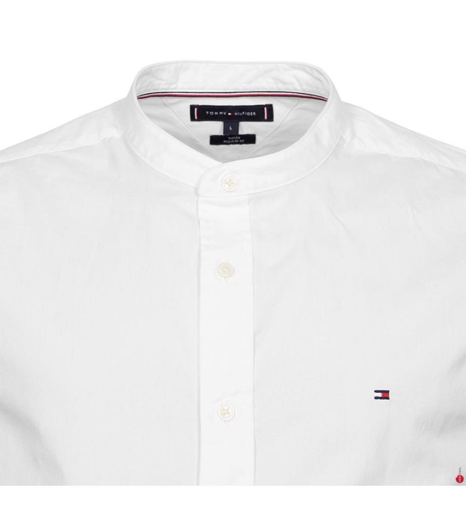 Flex Popeline Solid Mao Hemd - Weiss