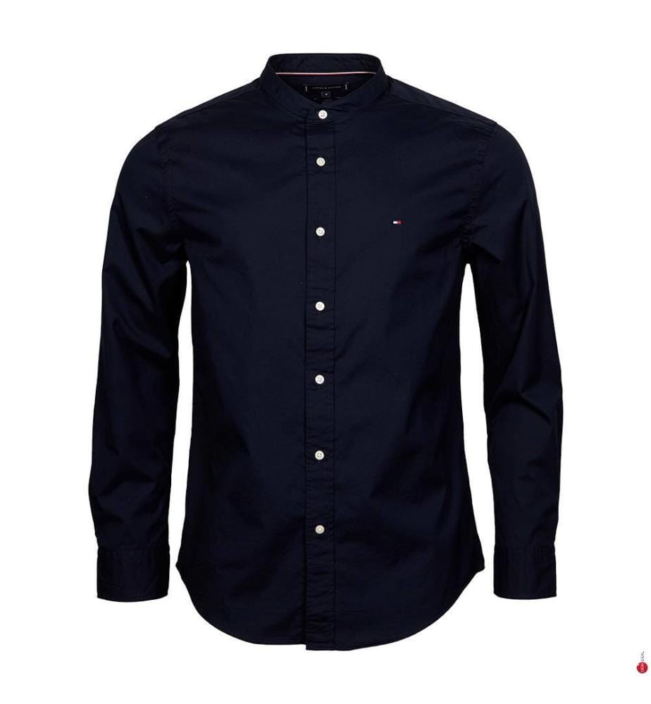 Chemise Mao solide en popeline Flex - Desert Sky