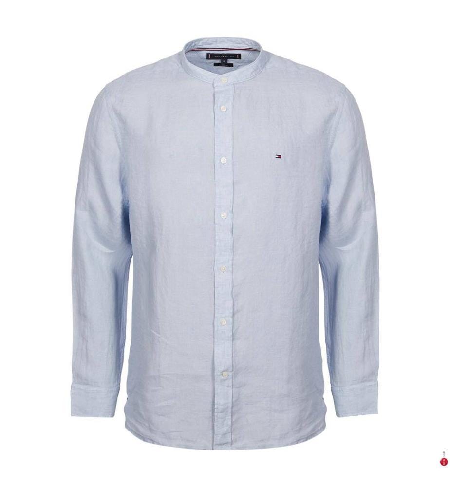 Pigment Dye Mao Kragen Shirt - Breezy Blue