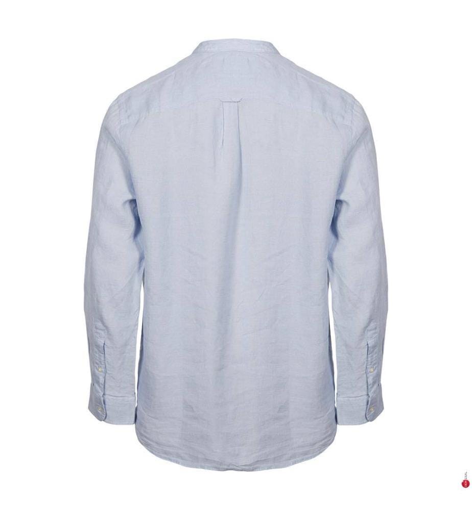 Pigment Dye Mao Kragen Shirt - Breezy Blue