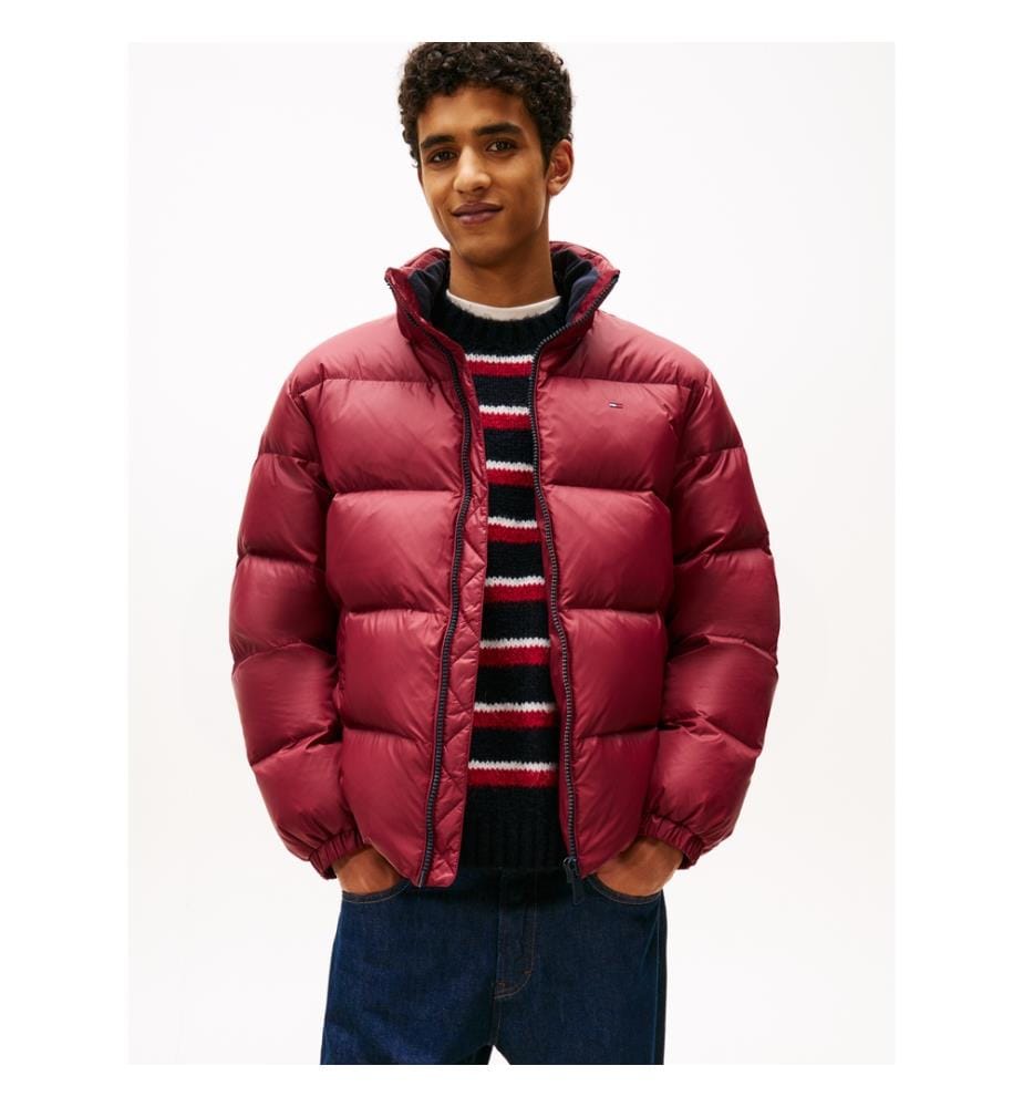 Wasserabweisende Daunenjacke mit Kapuze - Rot