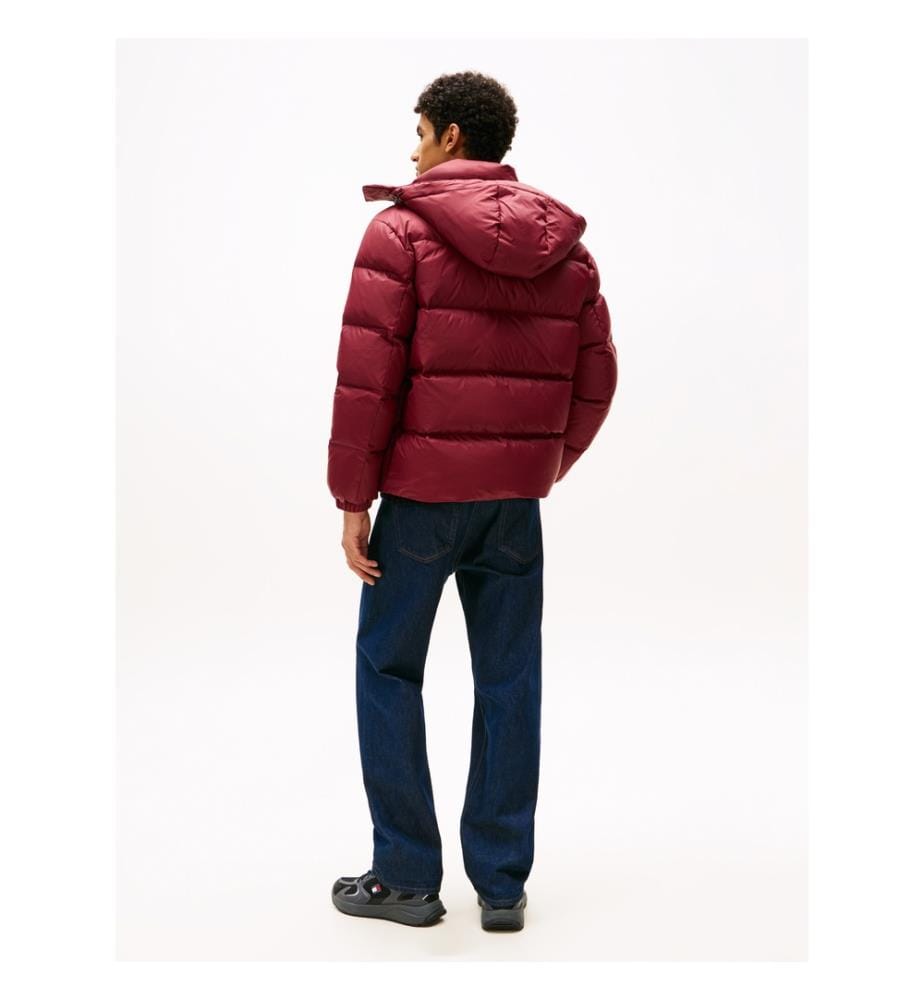 Wasserabweisende Daunenjacke mit Kapuze - Rot
