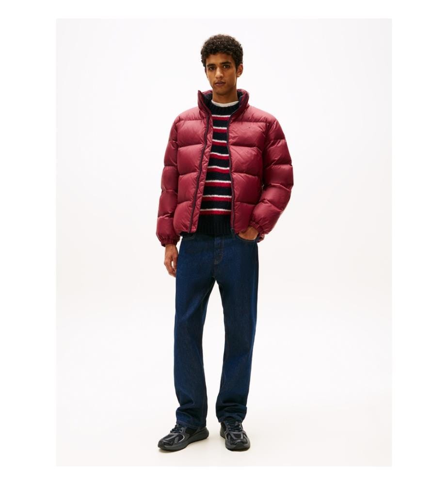 Wasserabweisende Daunenjacke mit Kapuze - Rot