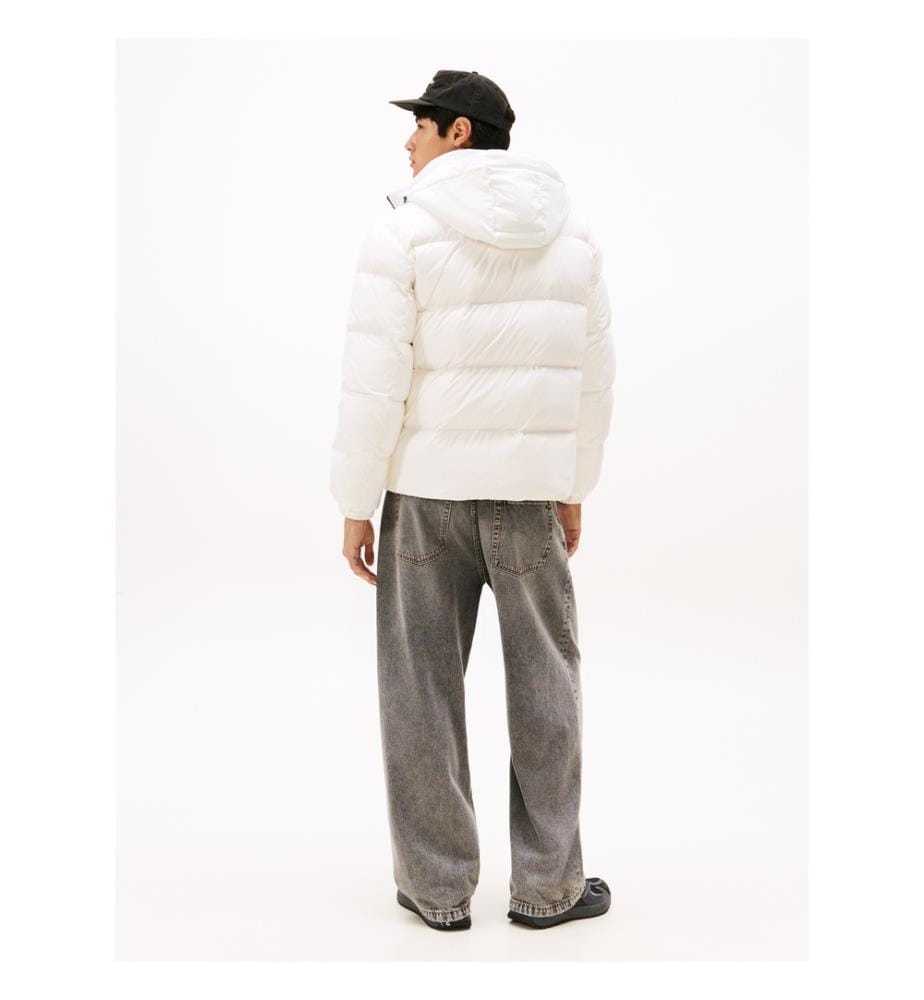 Wasserabweisende Daunenjacke mit Kapuze - Ecru